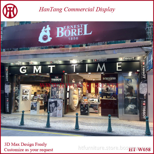 Best price mall wrist watch kiosk for sale with led lights and marble surface